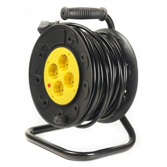 Подовжувач на котушці PowerPlant JY-2002/30 (PPRA10M300S4) 4 розетки, 30 м, чорно-жовтий
