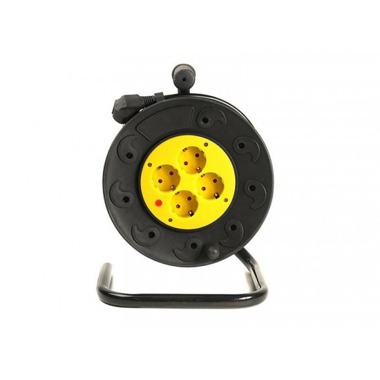 Подовжувач на котушці PowerPlant JY-2002/30 (PPRA10M300S4) 4 розетки, 30 м, чорно-жовтий