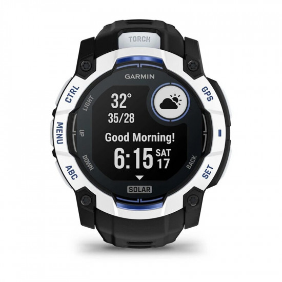Смарт-годинник Garmin Instinct 3 50mm Solar Whitestone with Black/Bolt Blue Silicone Band (010-02935-03)