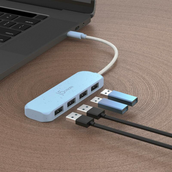 USB-хаб J5create 4 USB-A Cyan (JCH341EC-N)