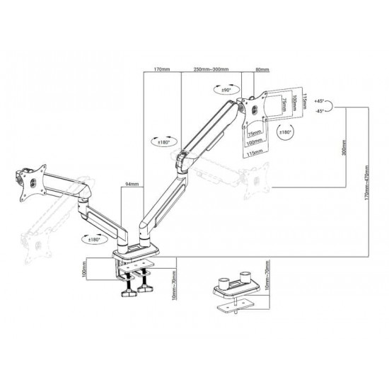 Кронштейн Anda Seat Stealth Pro II 17"-42" Black (AD-W-A9-2S-BB) (VESA100х100)