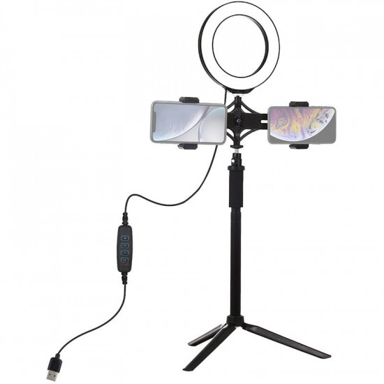 Кільцева USB LED-лампа Puluz PKT3038 6.2" + штатив, подовжувач (PKT3038)