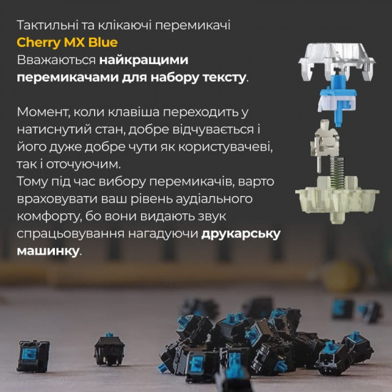 Клавіатура Ducky One 3 Cherry MX Blue RGB UA USB White (DKON2108ST-CUAPXPWWWSC1)