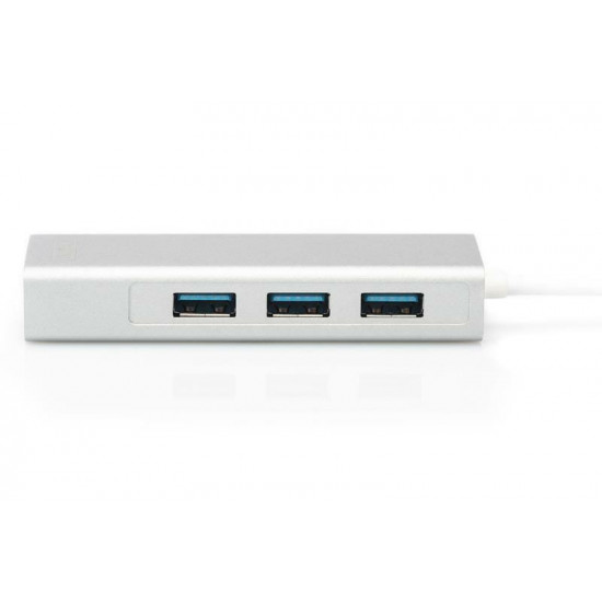 Концентратор USB-C Digitus, 3хUSB 3.0 + Gigabit Ethernet (DA-70255)