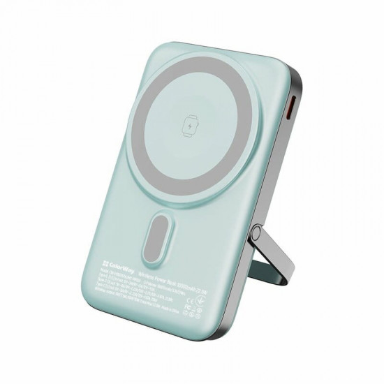 Універсальна мобільна батарея ColorWay 15W MagSafe & Watch Wireless 10000mAh Aquamarine (CW-PB100LPA2MT-WPDD)