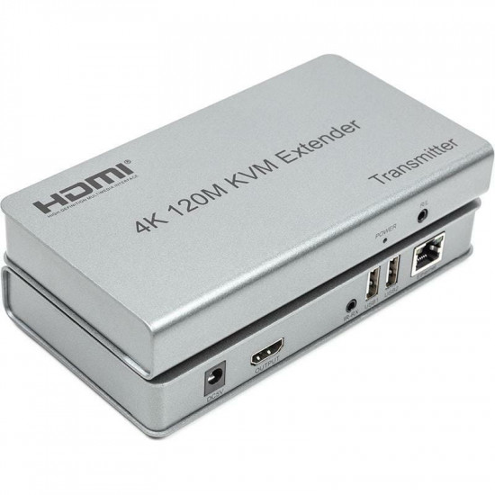 Подовжувач HDMI сигналу PowerPlant HDMI 4K/30hz, до 120м, через CAT5E/6 (HDES120-KVM) (CA912933)