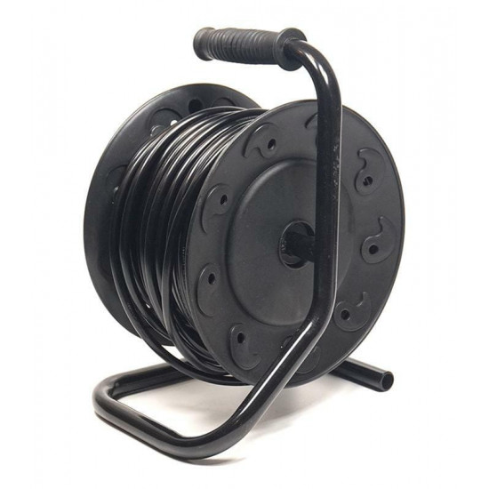 Подовжувач на котушці PowerPlant JY-2002/25 (PPRA10M250S4) 4 розетки, 25 м, чорно-жовтий