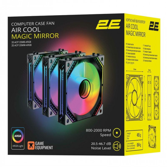 Вентилятор 2E Gaming Air Cool Magic Mirror Black (2E-ACF120MB-ARGB)