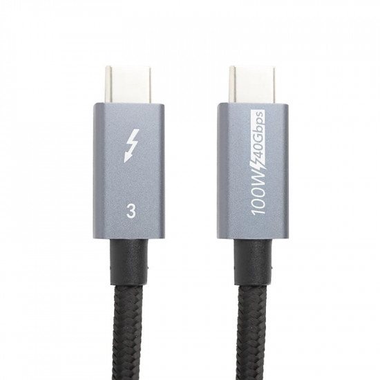 Кабель PowerPlant USB Type-C - USB Type-C (M/M), 40Gbps, 100W, 1м Black (CA913336)