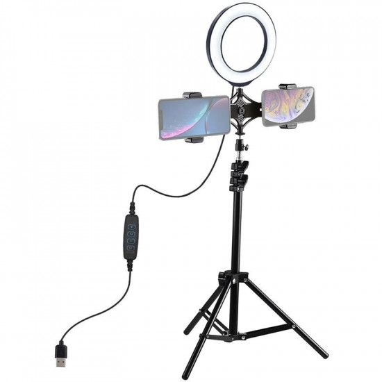 Кільцева USB LED-лампа Puluz PKT3036 6.2" + штатив 1.1 м (PKT3036)