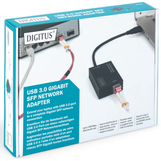 Мережевий адаптер Digitus USB-A SFP, USB 3.0 (DN-3026)