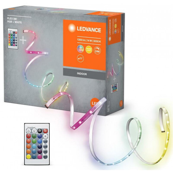 Світлодіодна стрічка Ledvance Flex 14W, 1300Lm, RGB 3000K RC 5 м, White (4099854095443)