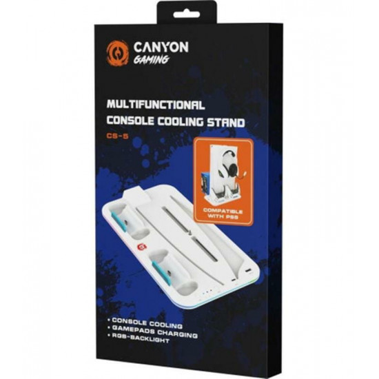 Мультифункціональна зарядна підставка Canyon CS-5 для PS5 White (CND-CSPS5W)
