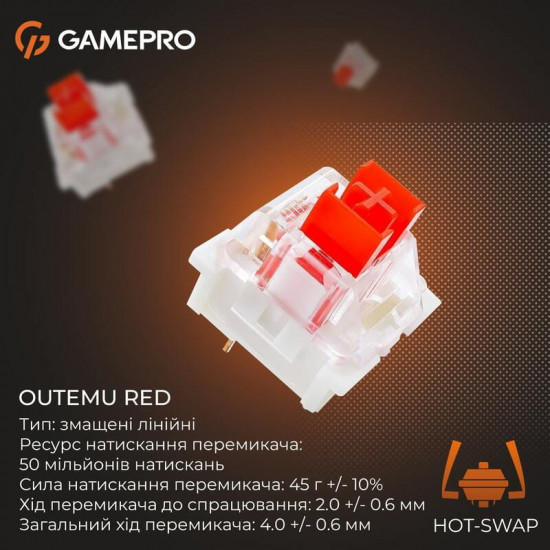 Клавіатура GamePro Genesis Metallic MK110G Outemu Red Swithes USB Gray