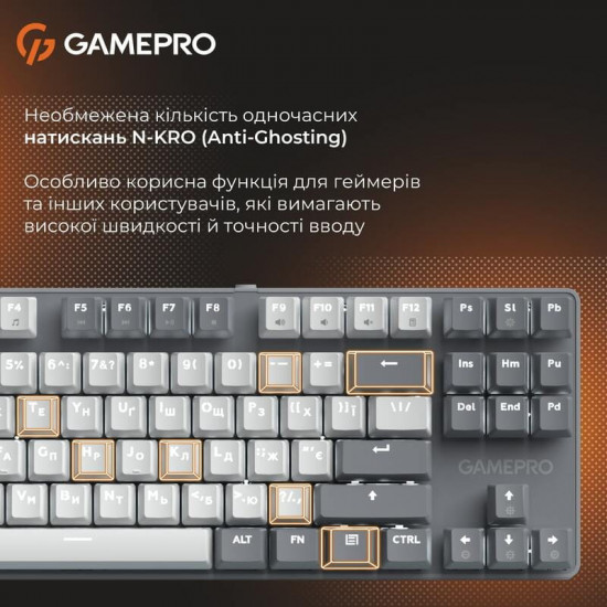 Клавіатура GamePro Genesis Metallic MK110G Outemu Red Swithes USB Gray