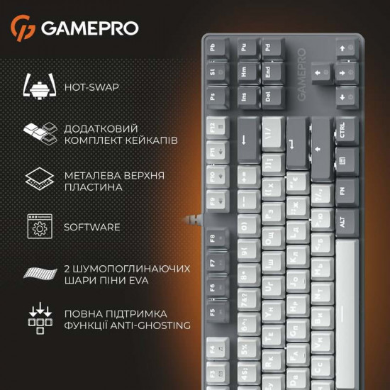 Клавіатура GamePro Genesis Metallic MK110G Outemu Red Swithes USB Gray