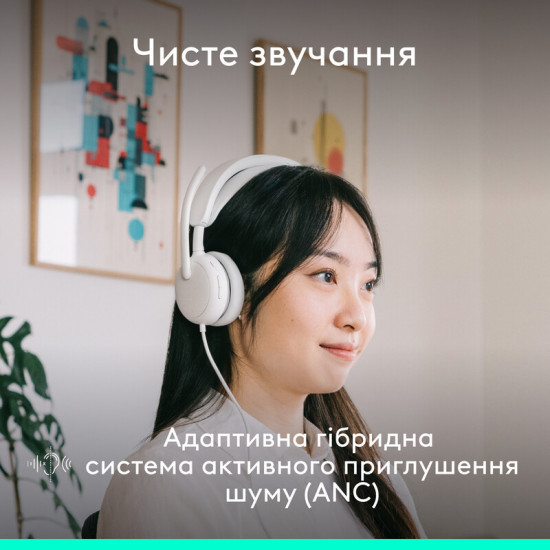 Гарнітура Logitech Zone Wired 2 USB Off-White (981-001621)