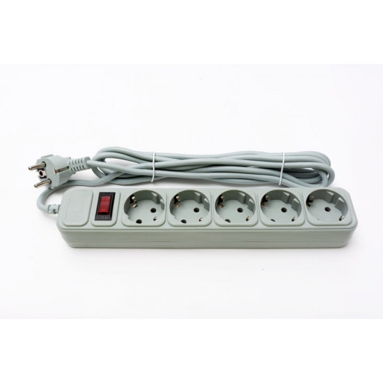Фільтр живлення ProLogix (PRS-075P5-30G) 0.75 мм, 5 розеток, 3 м, сірий_акція