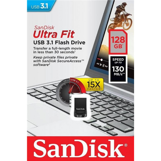 Флеш-накопичувач USB3.1 128GB SanDisk Ultra Fit Black (SDCZ430-128G-G46)