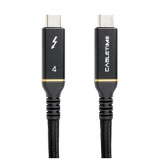 Кабель PowerPlant USB Type-C - USB Type-C (M/M), USB4, 40Gbps, 100W, 1м Black (CA913299)
