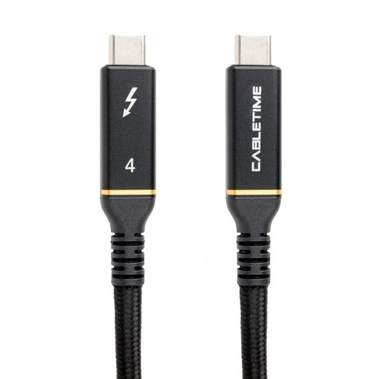 Кабель PowerPlant USB Type-C - USB Type-C (M/M), USB4, 40Gbps, 100W, 1м Black (CA913299)