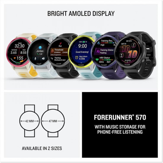 Смарт-годинник Garmin Forerunner 570 47mm Slate Gray with Black/Translucent Black Silicone with Slate Buckle (010-02971-40)