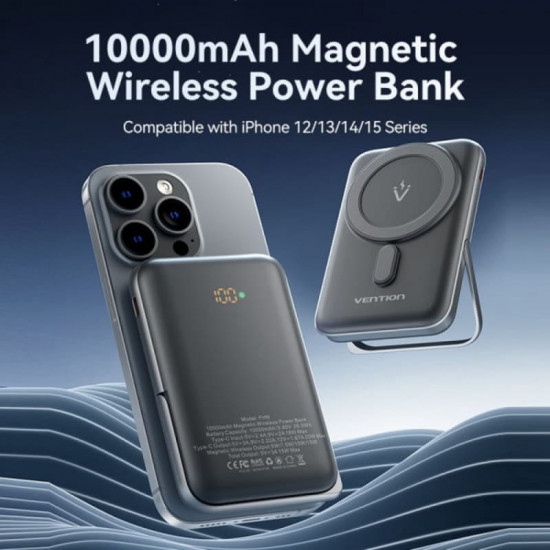 Універсальна мобільна батарея Vention Magnetic Wireless 10000mAh 20W White (FHNW0)