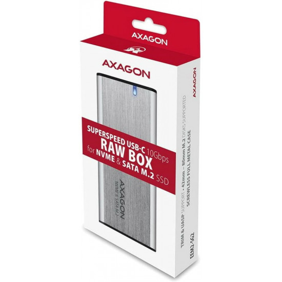 Зовнішня кишеня Axagon NVMe M.2 2242/2260/2280 USB Type-C 3.2 Silver (EEM2-SG2)