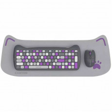Комплект бездротовий (клавіатура, миша) Canyon HSET-W6 Kitty Edition Violet (CNS-HSETW6VT)