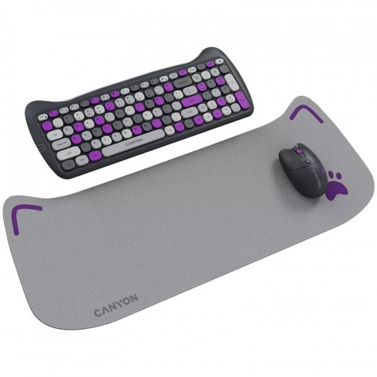 Комплект бездротовий (клавіатура, миша) Canyon HSET-W6 Kitty Edition Violet (CNS-HSETW6VT)