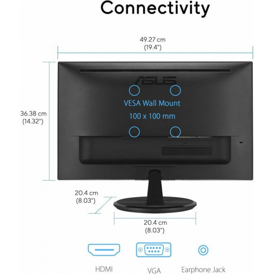 Монітор Asus 21.45" VP227HF (90LM0880-B01O71) VA Black 100Hz