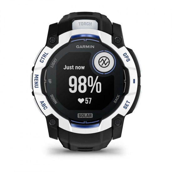 Смарт-годинник Garmin Instinct 3 50mm Solar Whitestone with Black/Bolt Blue Silicone (010-02935-43)
