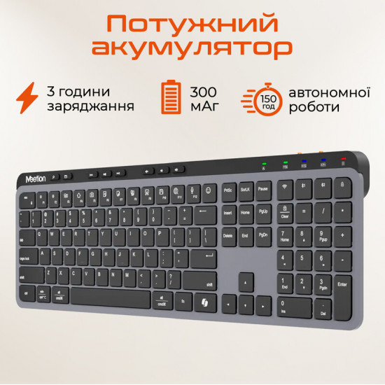 Клавіатура бездротова Meetion WK330 Black (MT-WK330-A-RUA)