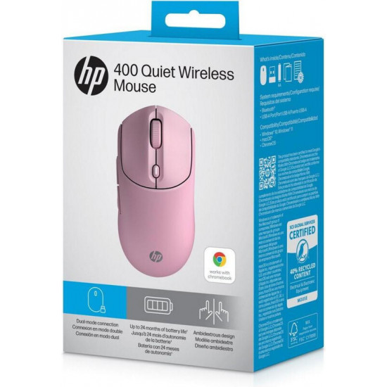 Мишка бездротова HP 400 Quiet Pink Wireless (AZ7B5AA)
