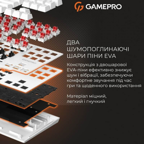 Клавіатура GamePro Genesis Joker MK124W Outemu Red Swithes USB White