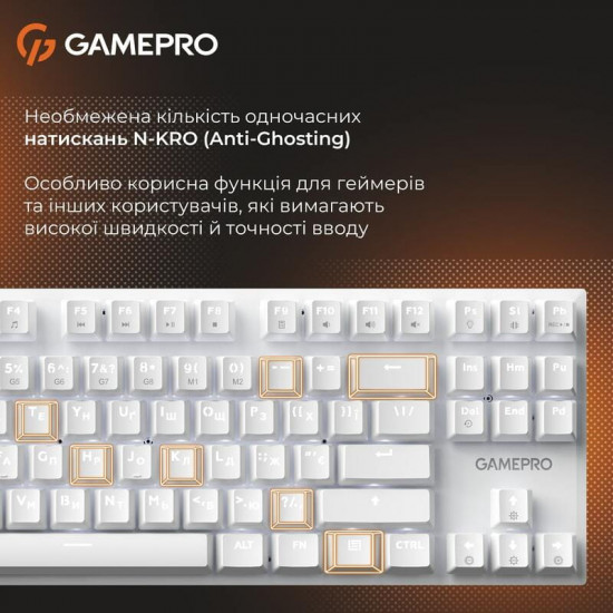 Клавіатура GamePro Genesis Joker MK124W Outemu Red Swithes USB White