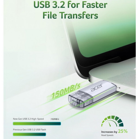 Флеш-накопичувач USB3.2 256GB Type-C Acer UT300 Metal