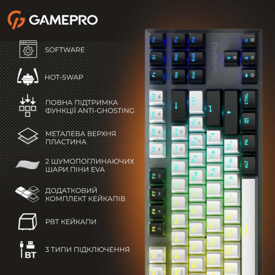 Клавіатура бездротова GamePro Genesis Joker Pro MK124G Pro Gray